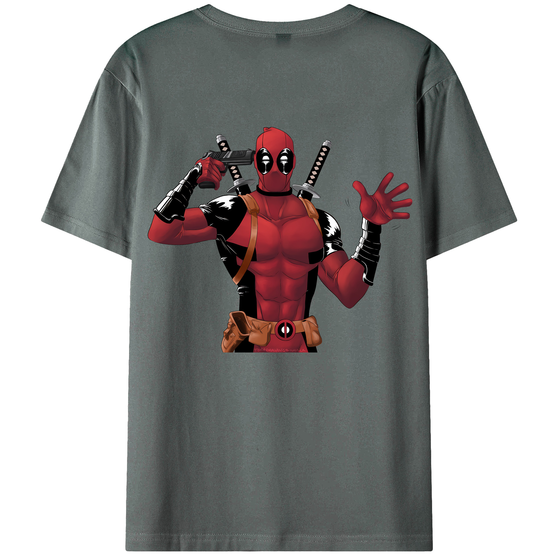 （画像用） Deadpool デッドプール 綿100％半袖Tシャツ（背面プリント）